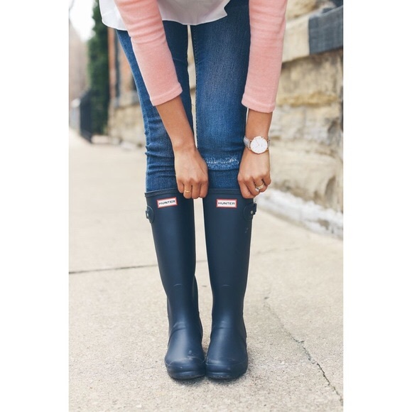Hunter Shoes - Hunter Tall Navy Blue Rain Boots 6